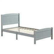 Cterwk Twin Pine Single-Layer Core Vertical Stripe Full-Board Curved Bed Head, Gray